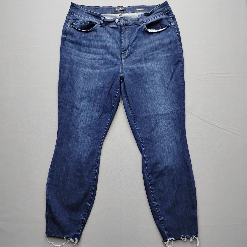Judy Blue Skinny Fit Dark Wash Raw Hem Jeans 20W double button